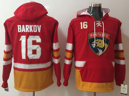 Panthers #16 Aleksander Barkov Red Name & Number Pullover NHL Hoodie